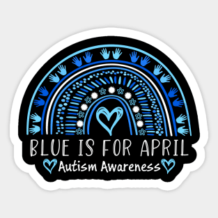 Blue Hands and Hearts Autism Awareness Month Sticker